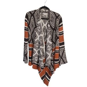 Knox Rose Cardigan Sweater L  Flare Sleeve Waterfall Front Boho Western Cowgirl